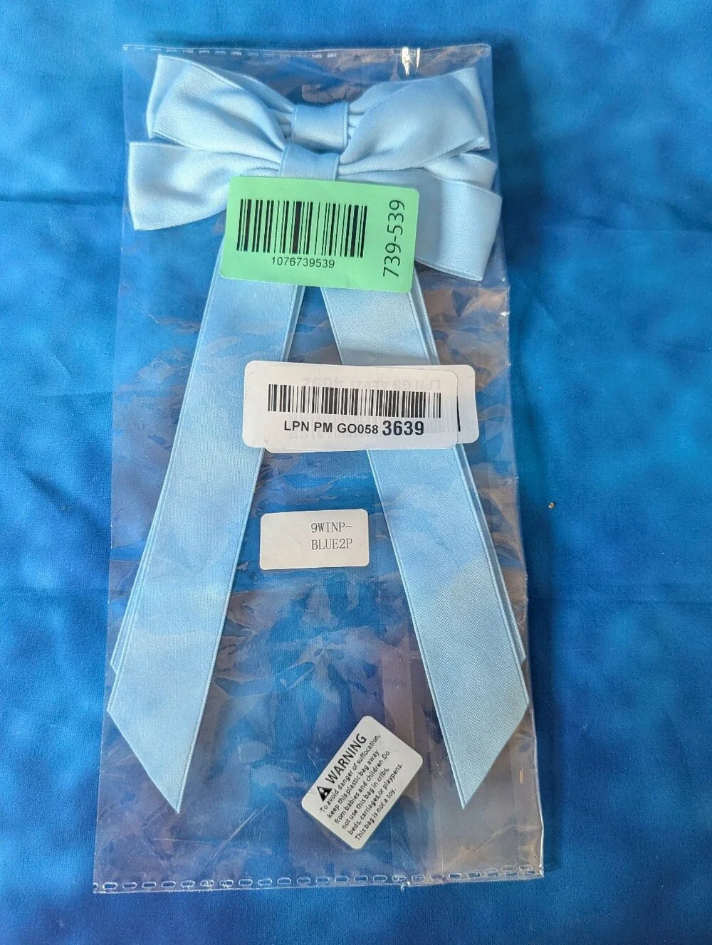 Double Layer Ribbon Bow Hair Accessory Set Of 2 Light Blue With Alligator Clip